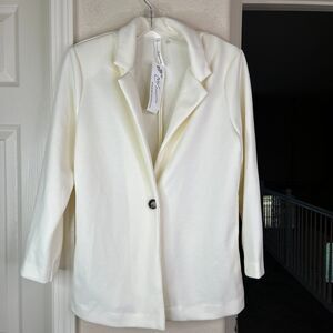 NWT Ny Collection Women’s Blazer 3/4 Sleeve Off White Size Large #641